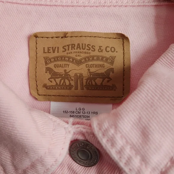 LEVIS GIRLS PINK DENIM JACKET SIZE LARGE NEW WITH TAGS